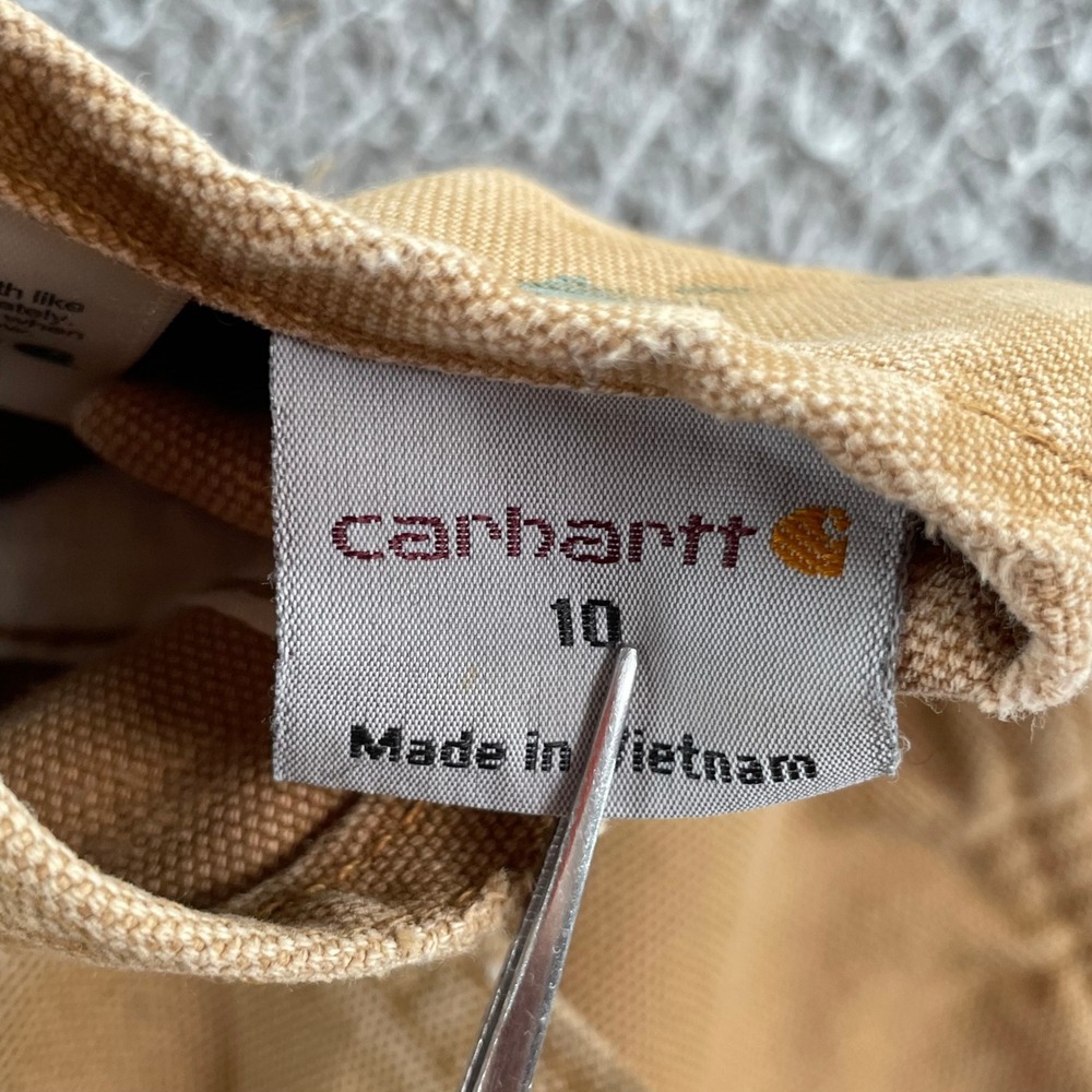 Carhartt Tan Canvas Women's Painter Overalls with Paint Marks - Picture 9 of 13